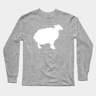 Sheep Silhouette Pattern in White and Grey Long Sleeve T-Shirt